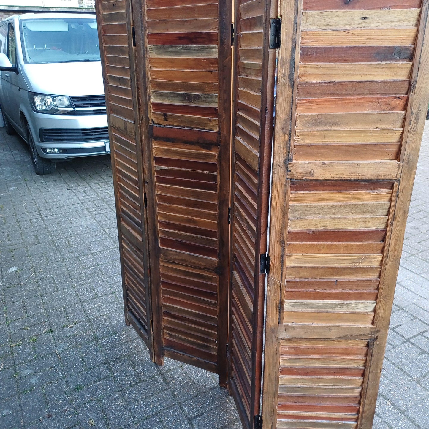 Rustic Handmade Reclaimed Wood Folding Screen Room Divider Vintage Industrial Style FREE HAND Delivery