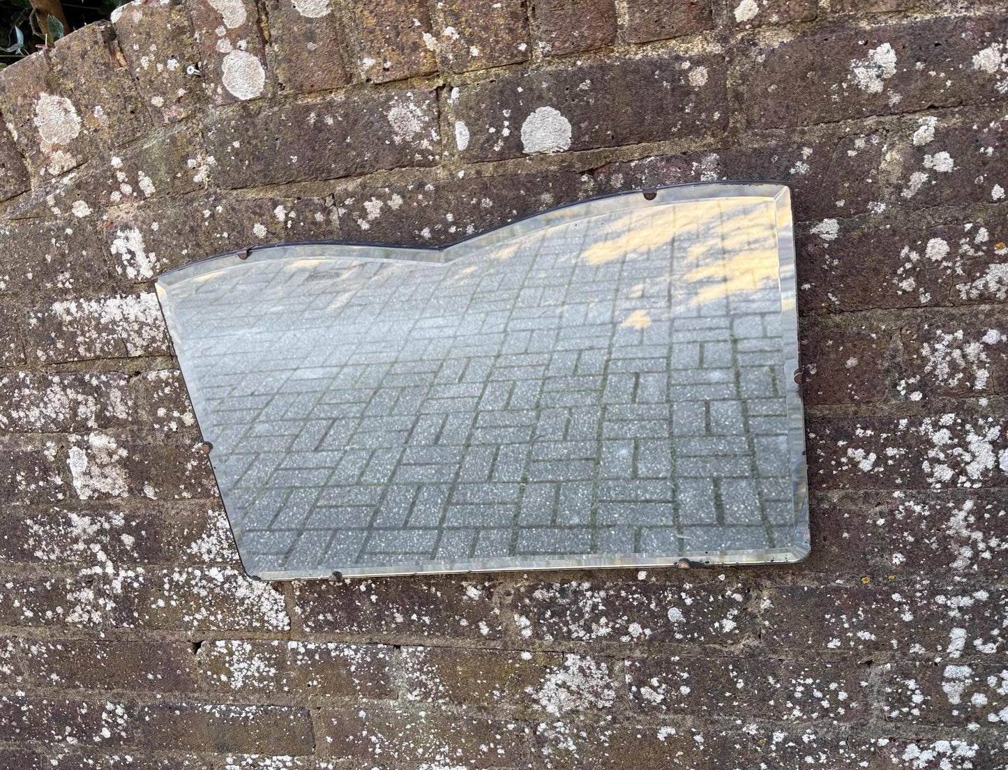 vintage retro mirror. art deco mirror. free form mirror, vintage bathroom mirror