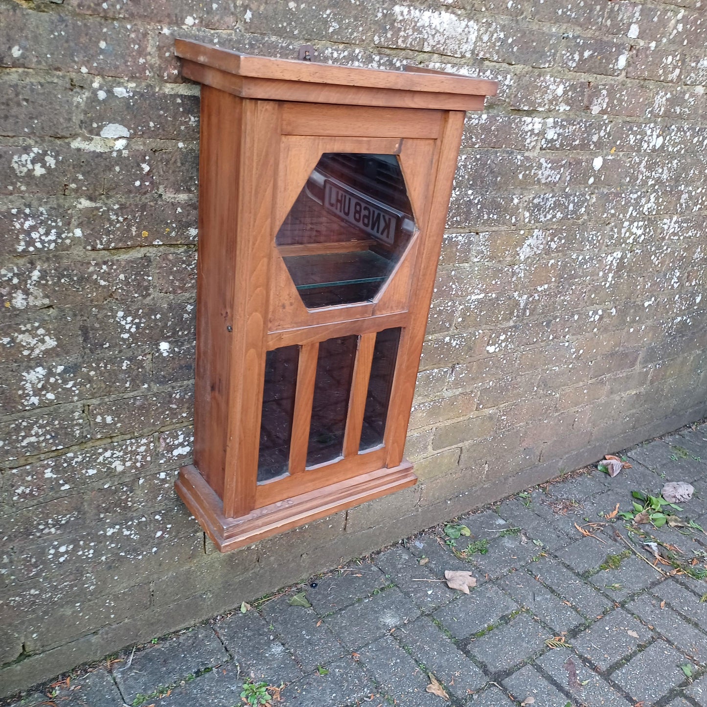 Quirky French Upcycled Glazed Storage or Display Cupboard – Stripped Glass Shelf Clock Conversion