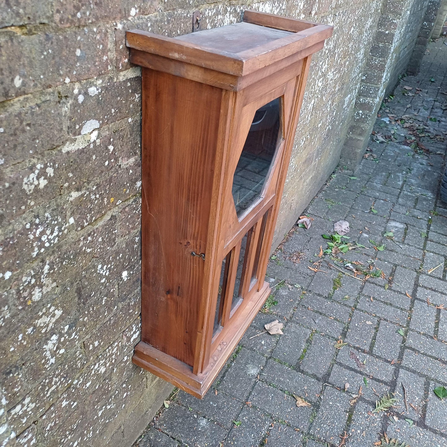 Quirky French Upcycled Glazed Storage or Display Cupboard – Stripped Glass Shelf Clock Conversion