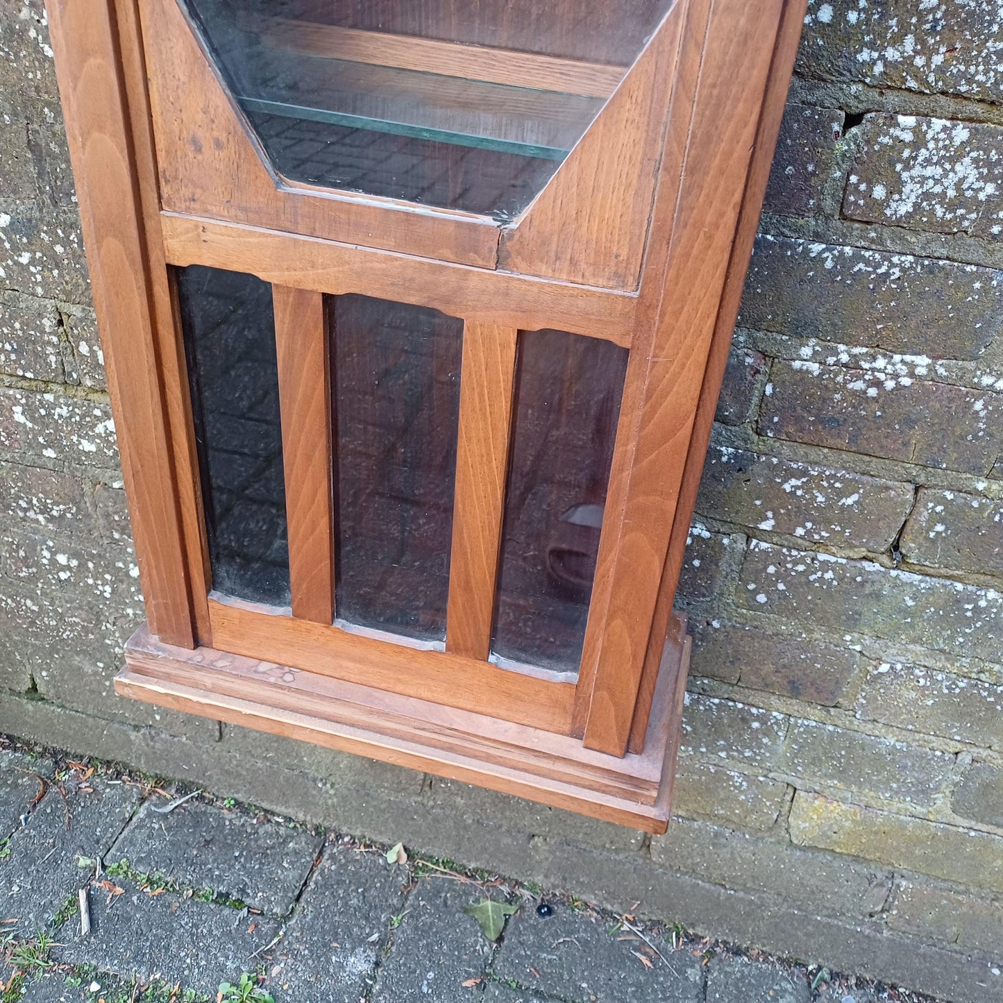 Quirky French Upcycled Glazed Storage or Display Cupboard – Stripped Glass Shelf Clock Conversion