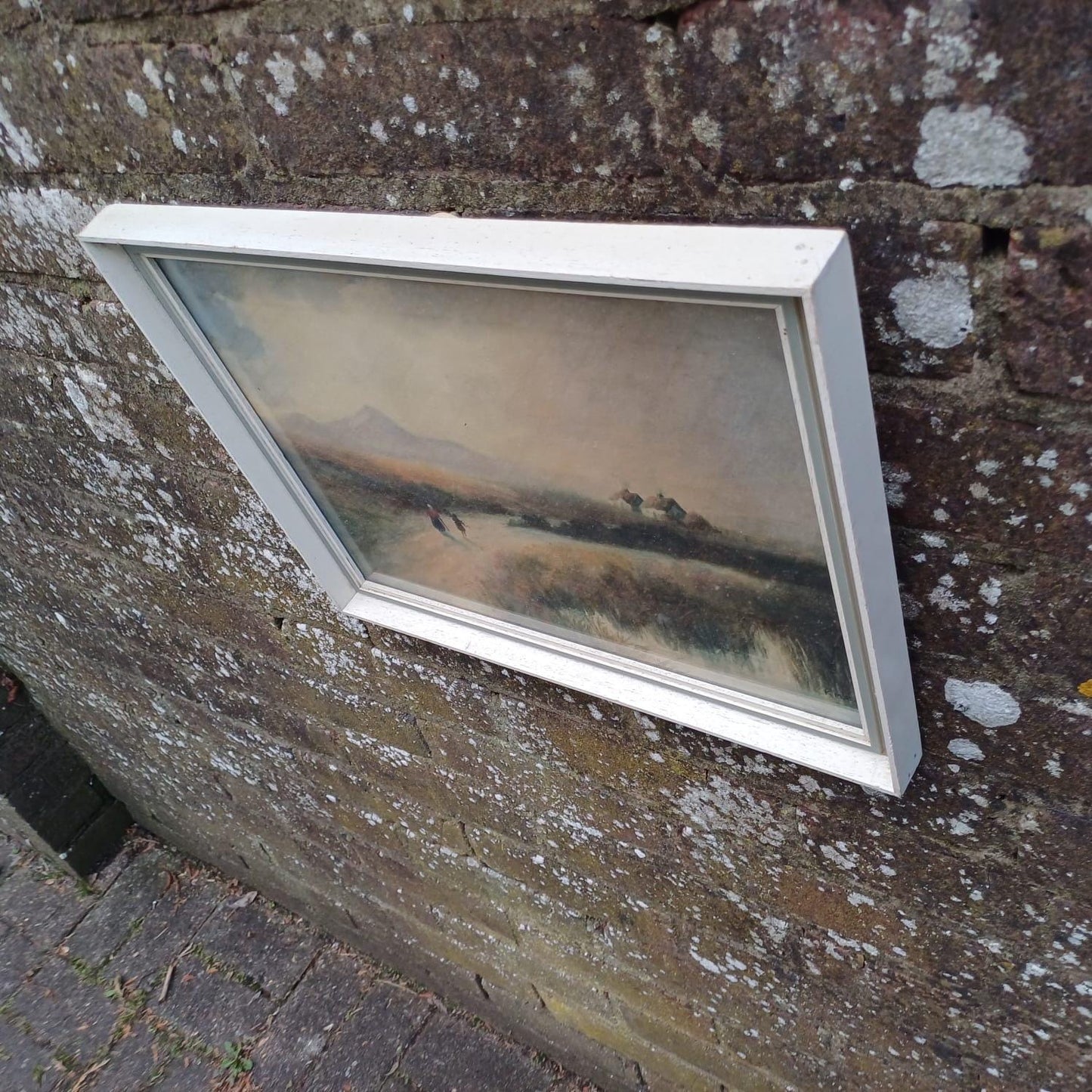 Rare K.M. Boyd vintage watercolour - "A country lane in County N" early 1900s, mountainous landscape painting in wonderful glazed frame