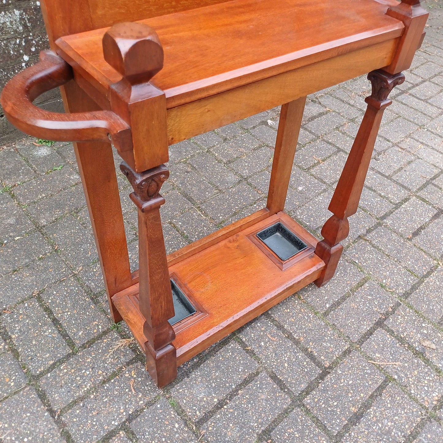 Low Antique Victorian Hall Stand – Mahogany Coat Rack with Mirror and Umbrella Holder-Outstanding Condition FREE HAND Delivery