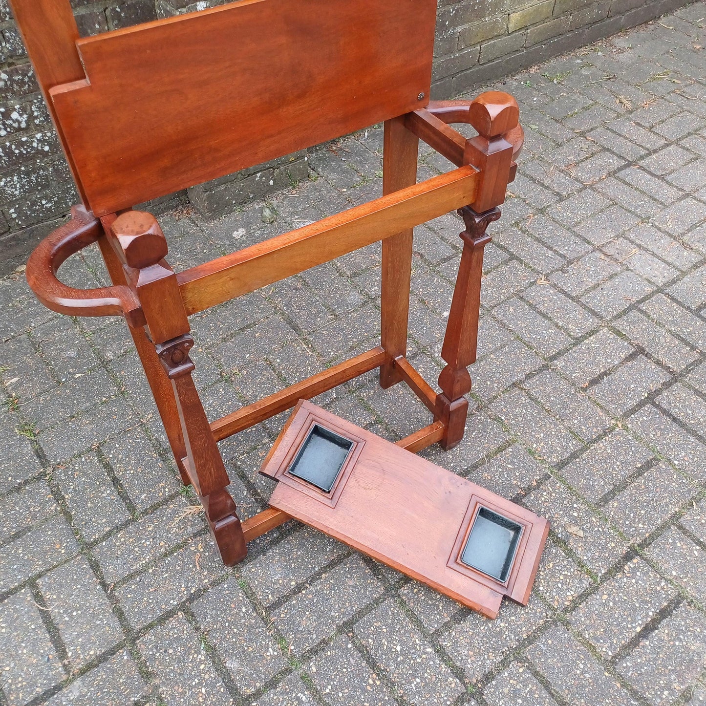 Low Antique Victorian Hall Stand – Mahogany Coat Rack with Mirror and Umbrella Holder-Outstanding Condition FREE HAND Delivery
