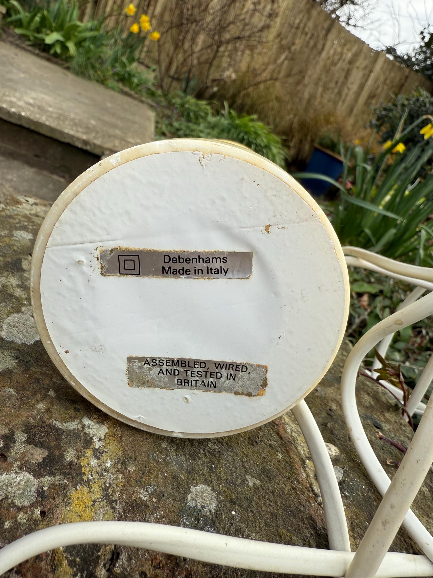 Vintage Cream Alabaster Table Lamp made for Debenhams, Made in Italy - PAT tested, working 1970s/early 80s