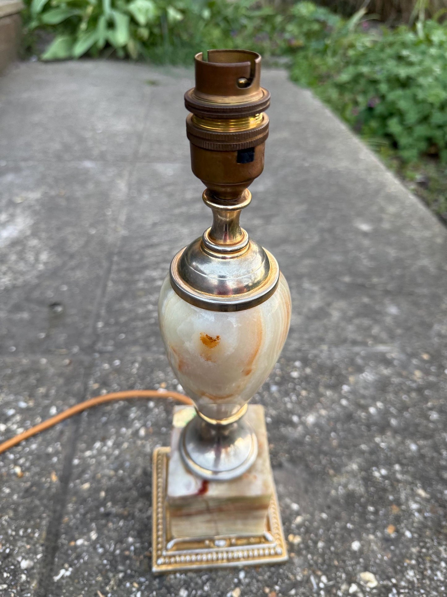 Rare Pakistan Onyx Retro Vintage Table Lamp - two tone metal finish, Made in Italy