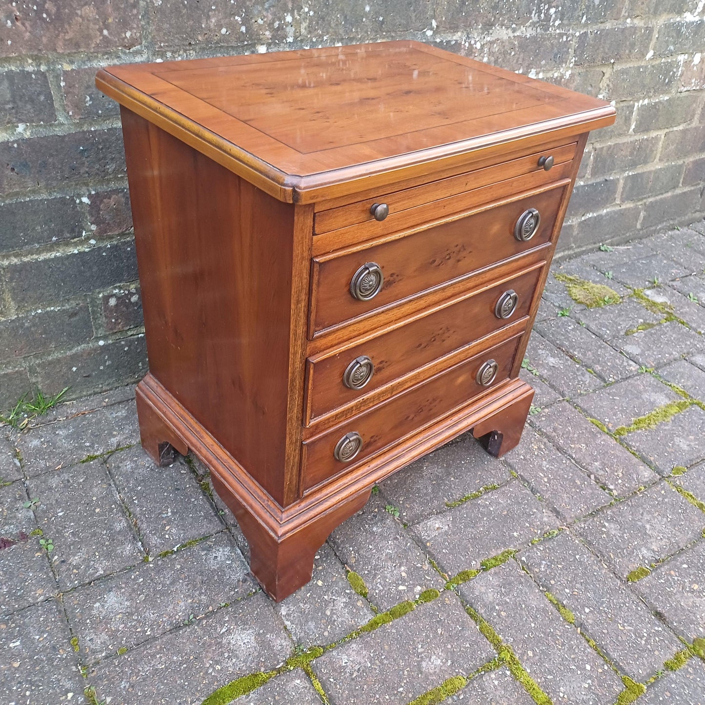 Vintage Georgian Style Miniature Chest of Drawers – Burr Elm Veneer, 1980s Reproduction Jewelry Precious Things