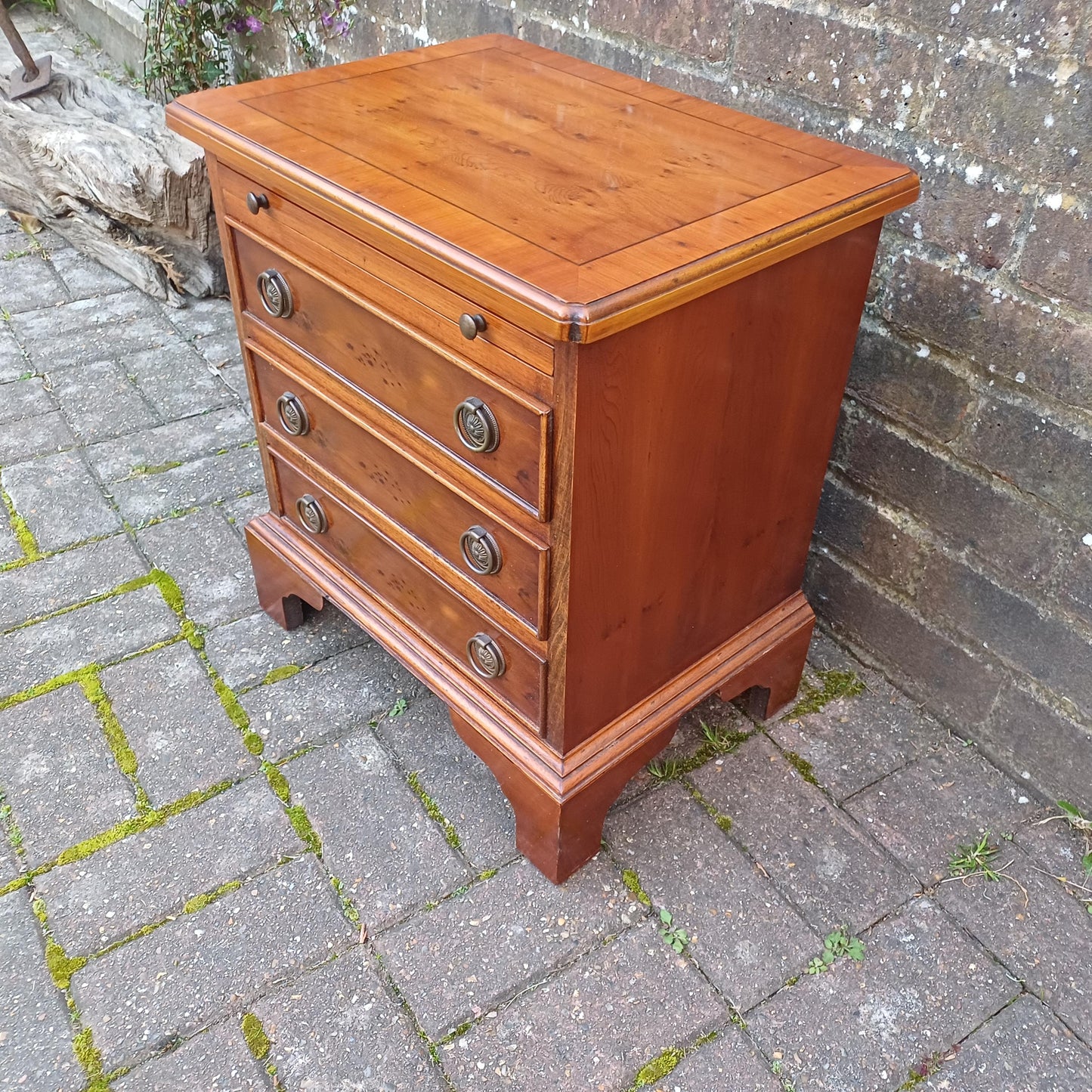 Vintage Georgian Style Miniature Chest of Drawers – Burr Elm Veneer, 1980s Reproduction Jewelry Precious Things