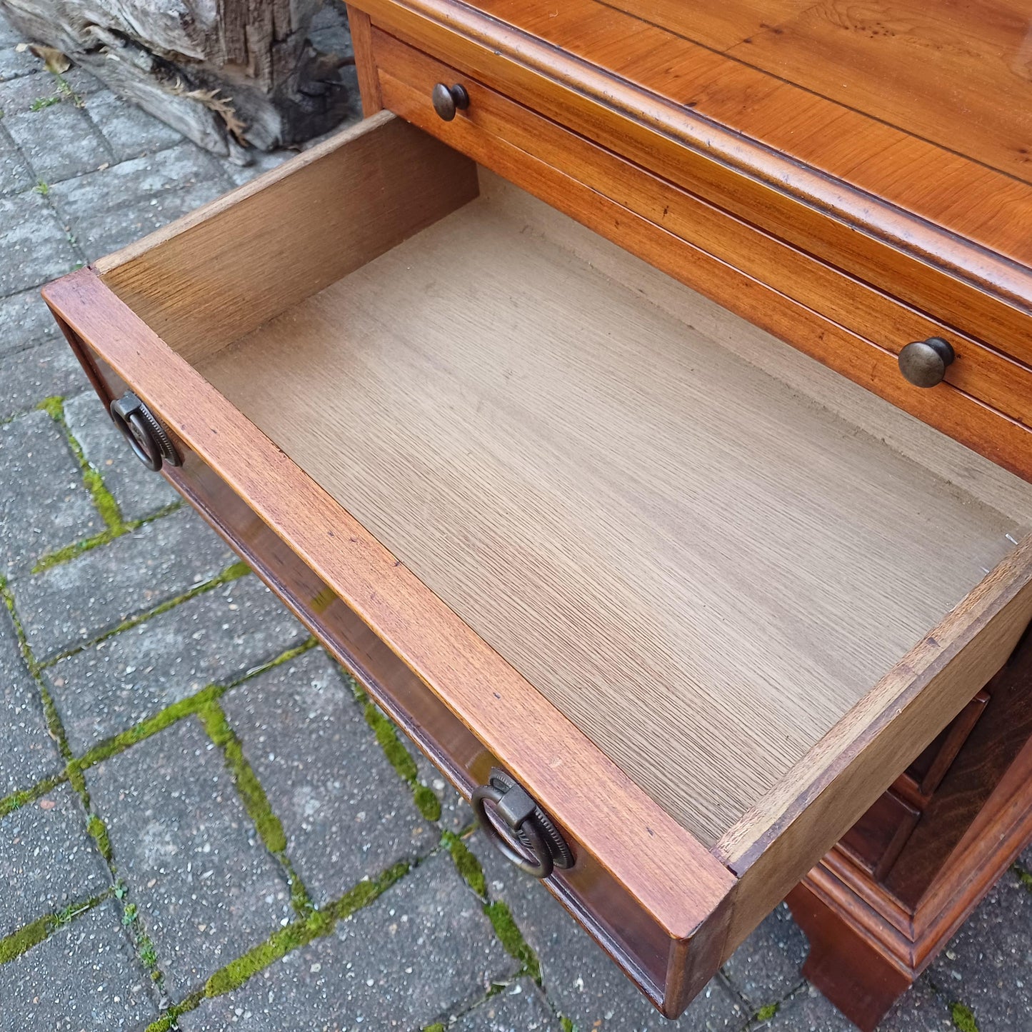 Vintage Georgian Style Miniature Chest of Drawers – Burr Elm Veneer, 1980s Reproduction Jewelry Precious Things