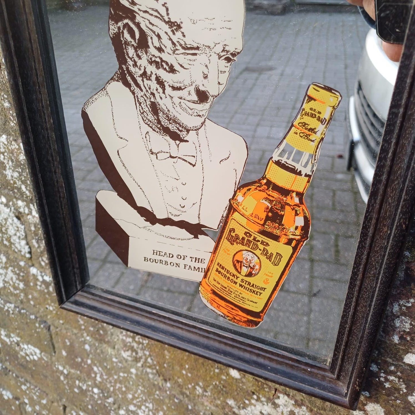 Vintage Original Old Grand Dad Bourbon Whisky Bar Mirror, small collectable mirror, distillery, barware, Americana