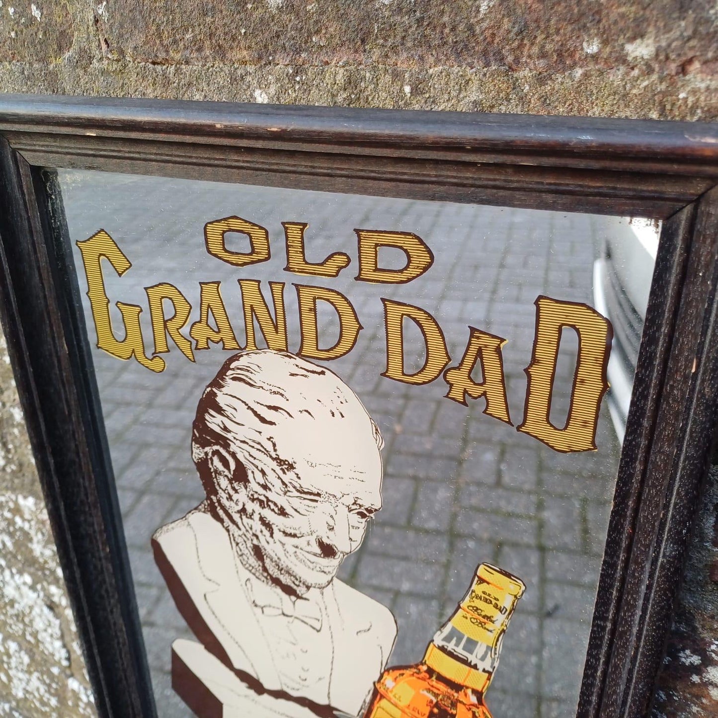Vintage Original Old Grand Dad Bourbon Whisky Bar Mirror, small collectable mirror, distillery, barware, Americana