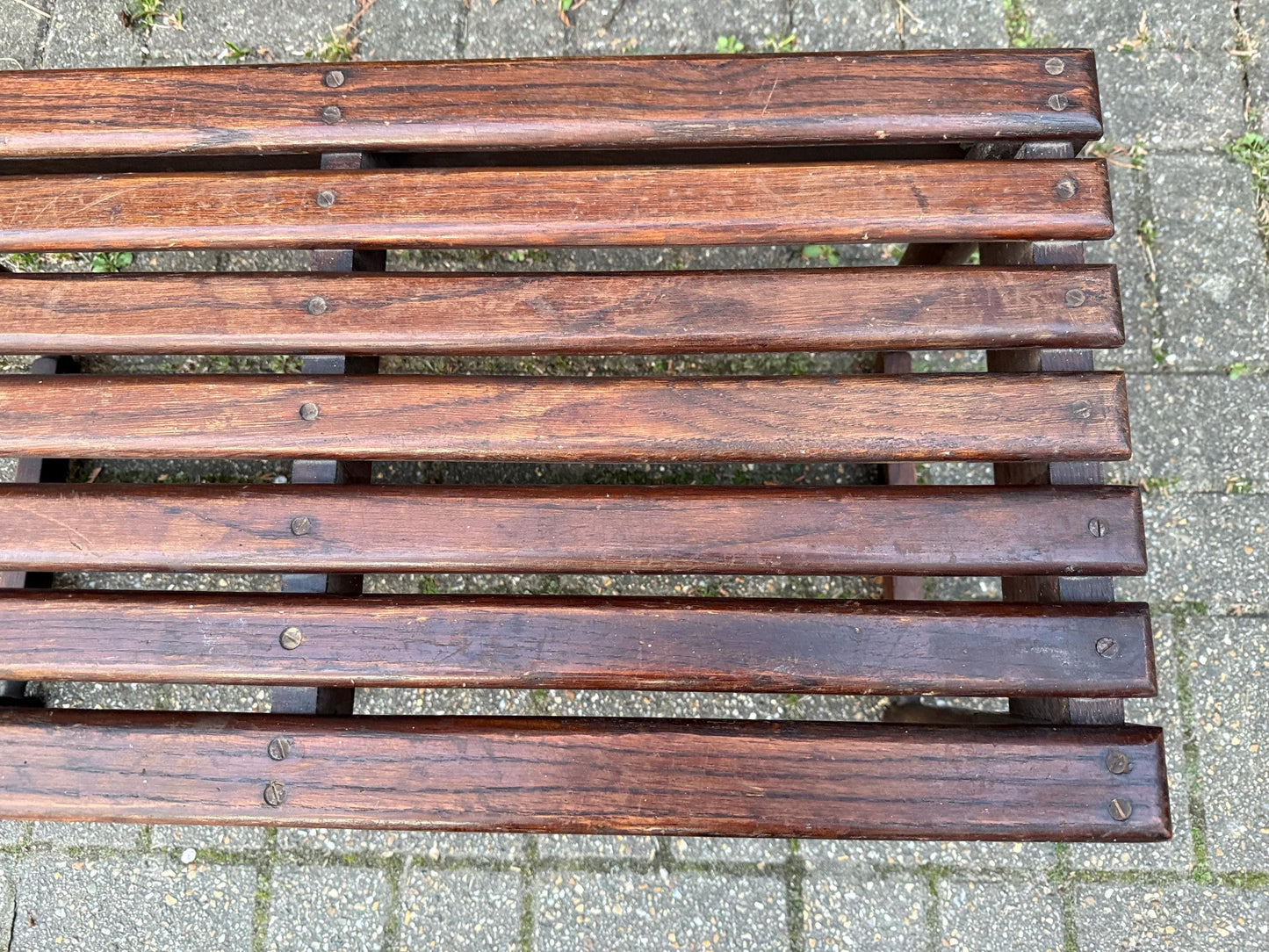 1900s solid oak bench, wooden luggage rack, shoe rack, antique bench