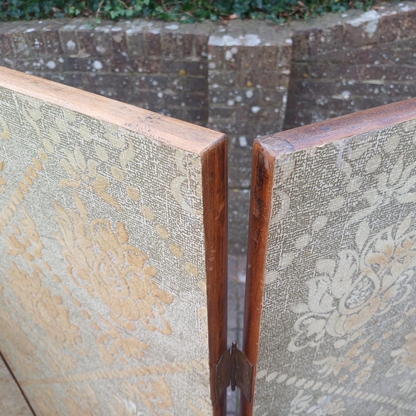 Antique Vintage Early 1900s Arts & Crafts Gothic Revival Room Divider Vanity Screen Flock Original Flock Wallpaper FREE HAND Delivery