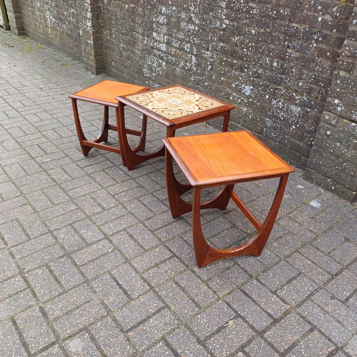Genuine G Plan Vintage Retro Mid-Century Teak Nest of Tables – Side Tables, Coffee Table, Bedside, Plant Stands Tile Top Modular