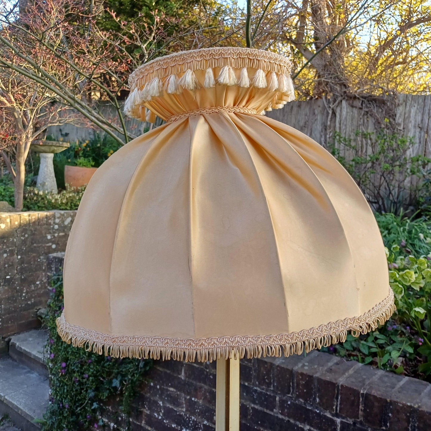 Original Vintage Hand-Painted Floor Lamp Balloon Shade Shabby Chic Floral Standard, Mid Century to 1930s Style FREE HAND Delivery PAT Tested