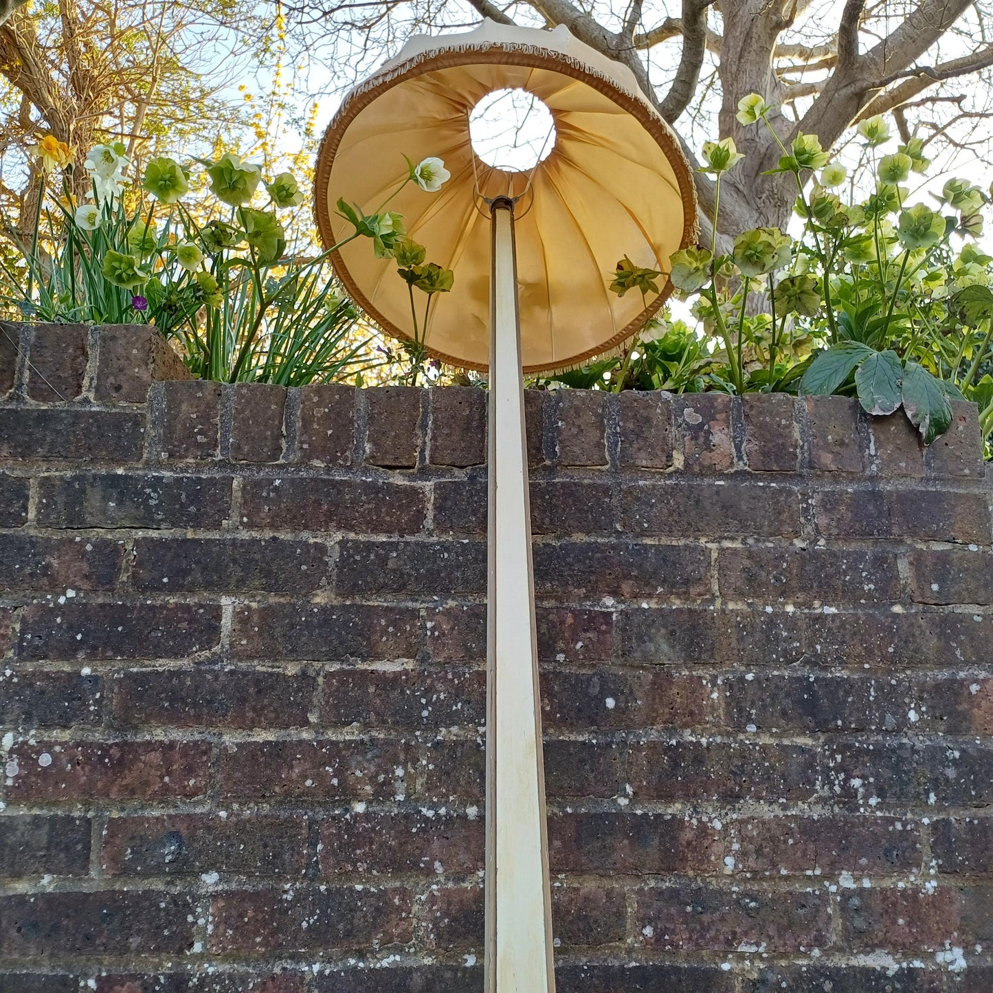 Original Vintage Hand-Painted Floor Lamp Balloon Shade Shabby Chic Floral Standard, Mid Century to 1930s Style FREE HAND Delivery PAT Tested