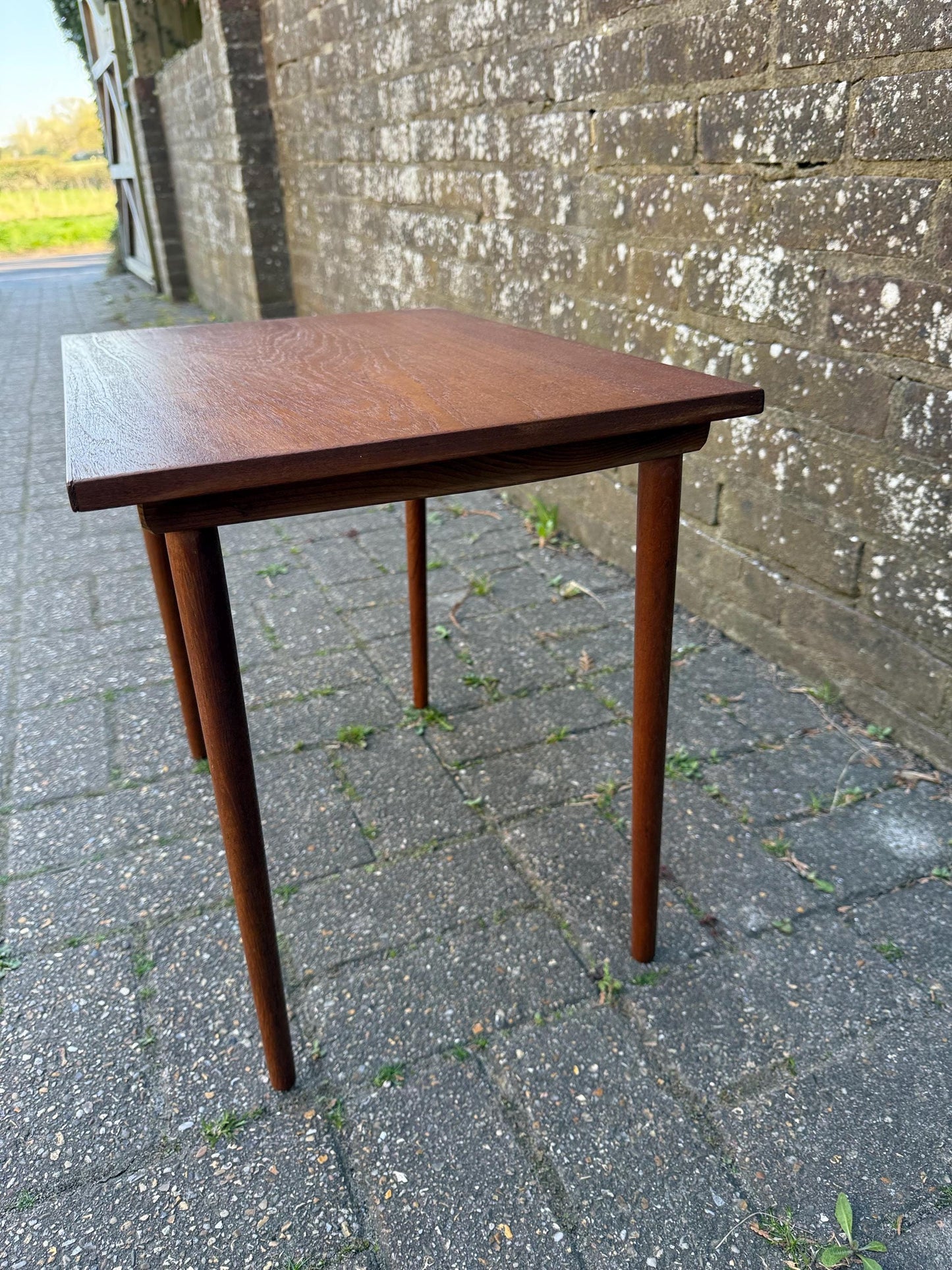 Retro 1970s small wooden table wide; plant table, plant stand, side table, vintage table 48cm x height 41cm x depth 34cm