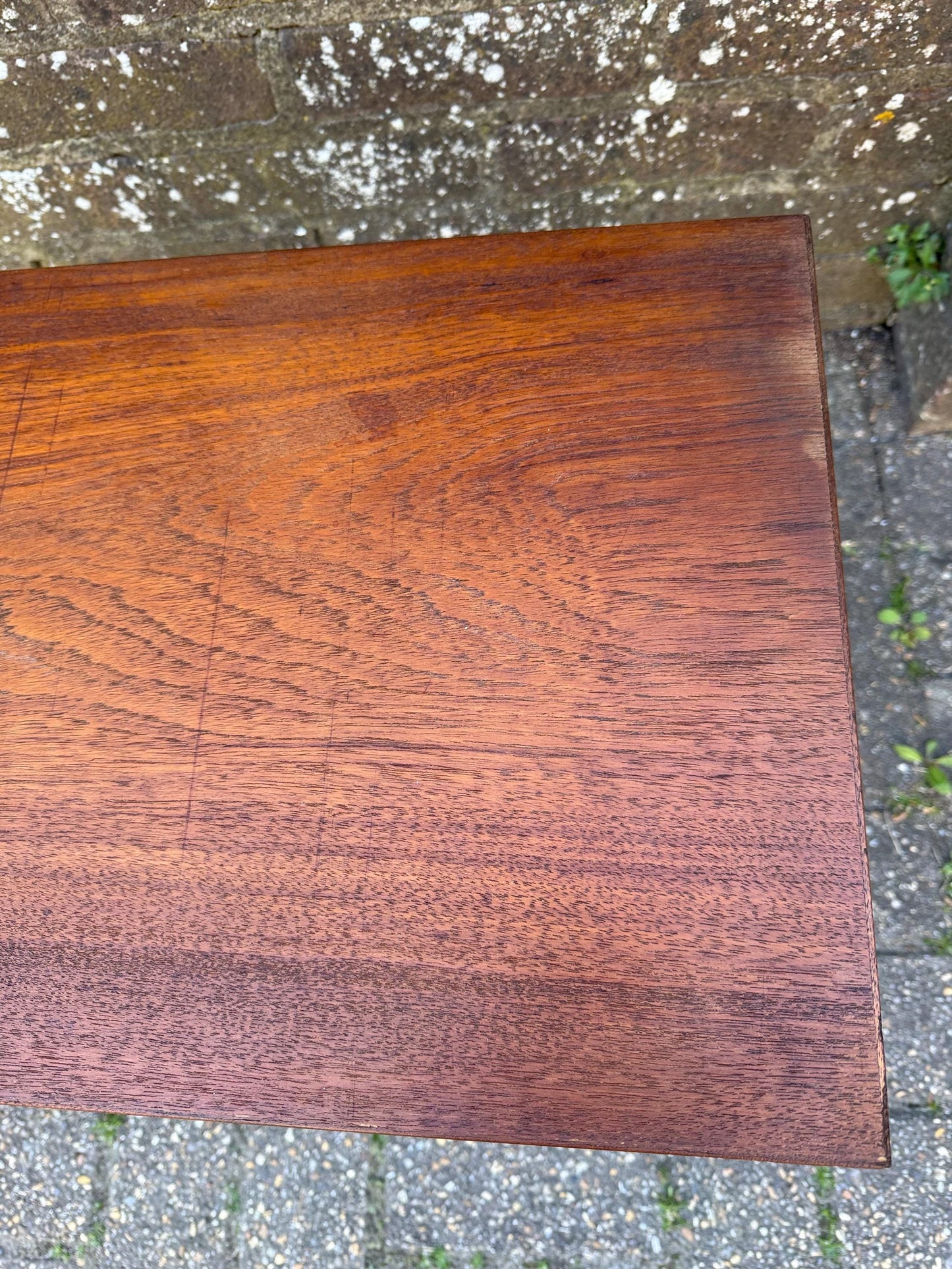 Retro 1970s small wooden table wide; plant table, plant stand, side table, vintage table 48cm x height 41cm x depth 34cm
