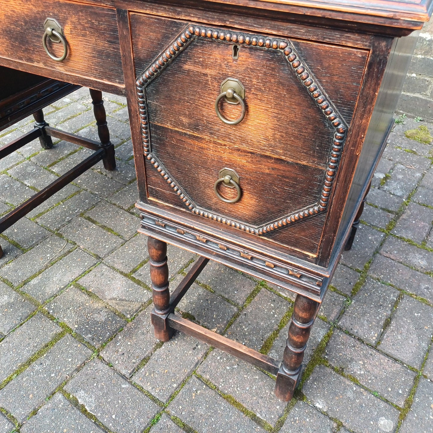 Large Vintage Antique Solid Oak Desk 5 Drawers Top Quality FREE HAND Delivery