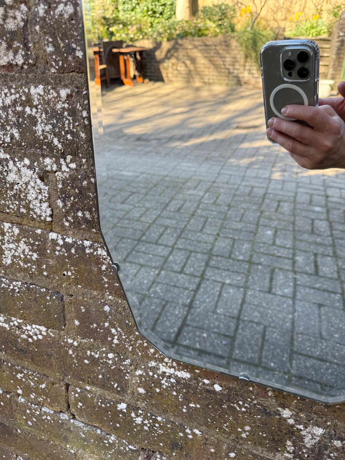 Art Deco style, Retro Frameless Vintage Bevelled Mirror - Dodecagon (12 sides) - 51cm h x 31cm w