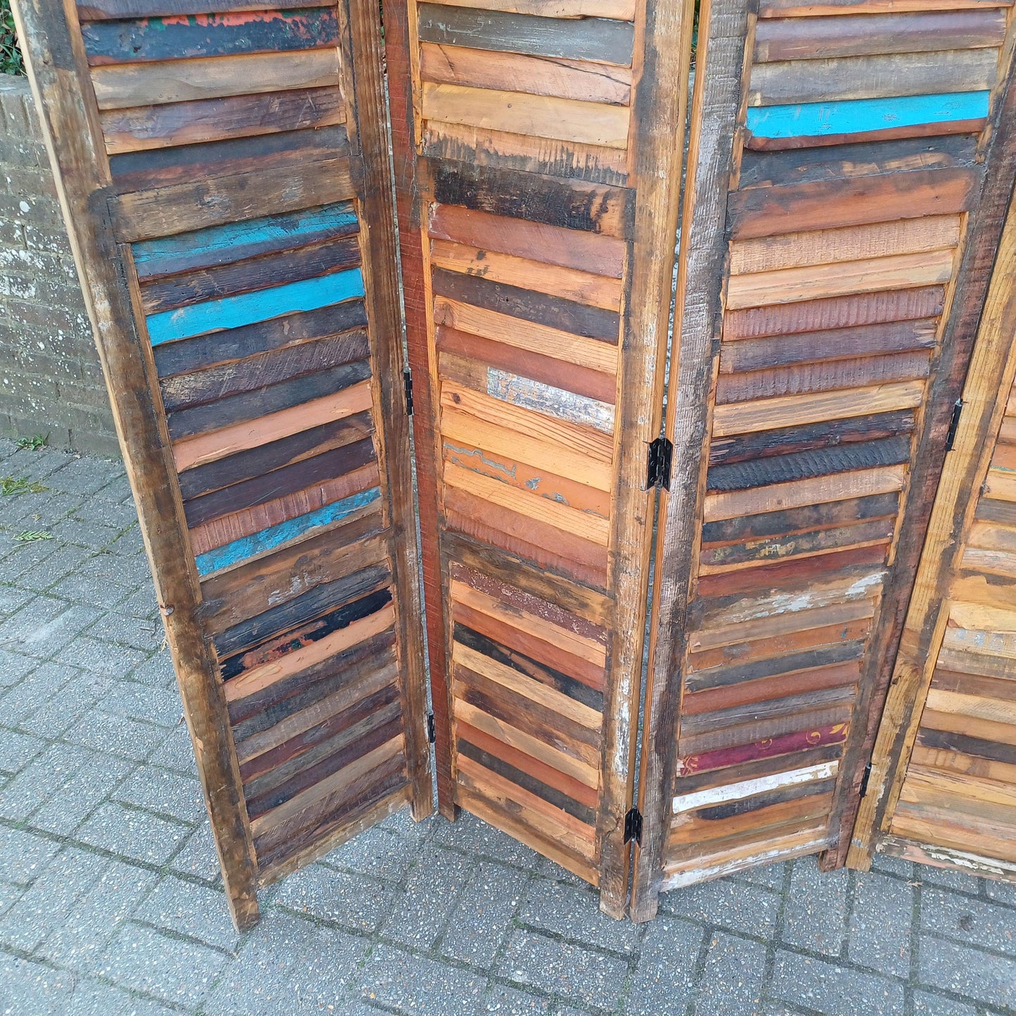 Rustic Handmade Reclaimed Wood Folding Screen Room Divider Vintage Industrial Style FREE HAND Delivery