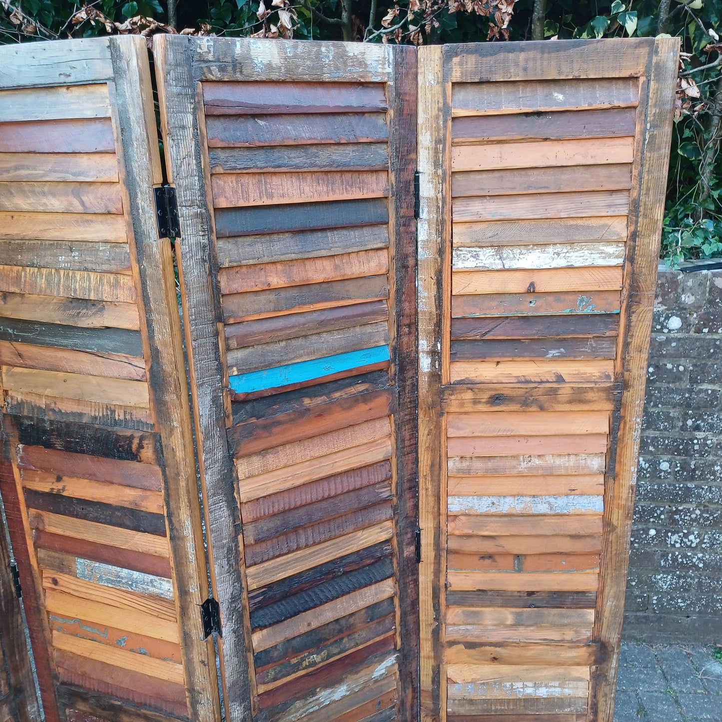 Rustic Handmade Reclaimed Wood Folding Screen Room Divider Vintage Industrial Style FREE HAND Delivery