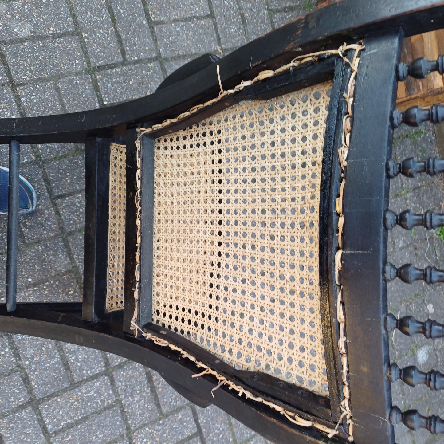 Ebonised New Cane and Wood Rocking Chair vintage Country Farmhouse Style FREE HAND Delivery