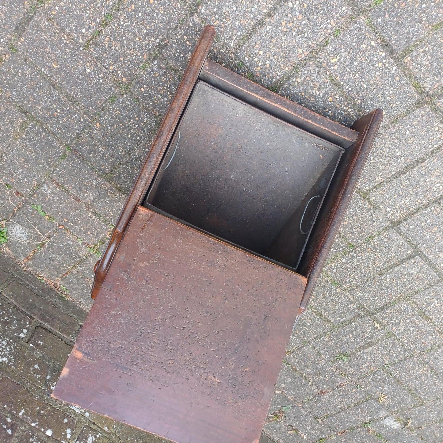 Vintage Edwardian Solid Mahogany Coal Scuttle Box Original Liner, Storage Vintage Antique Fireplace