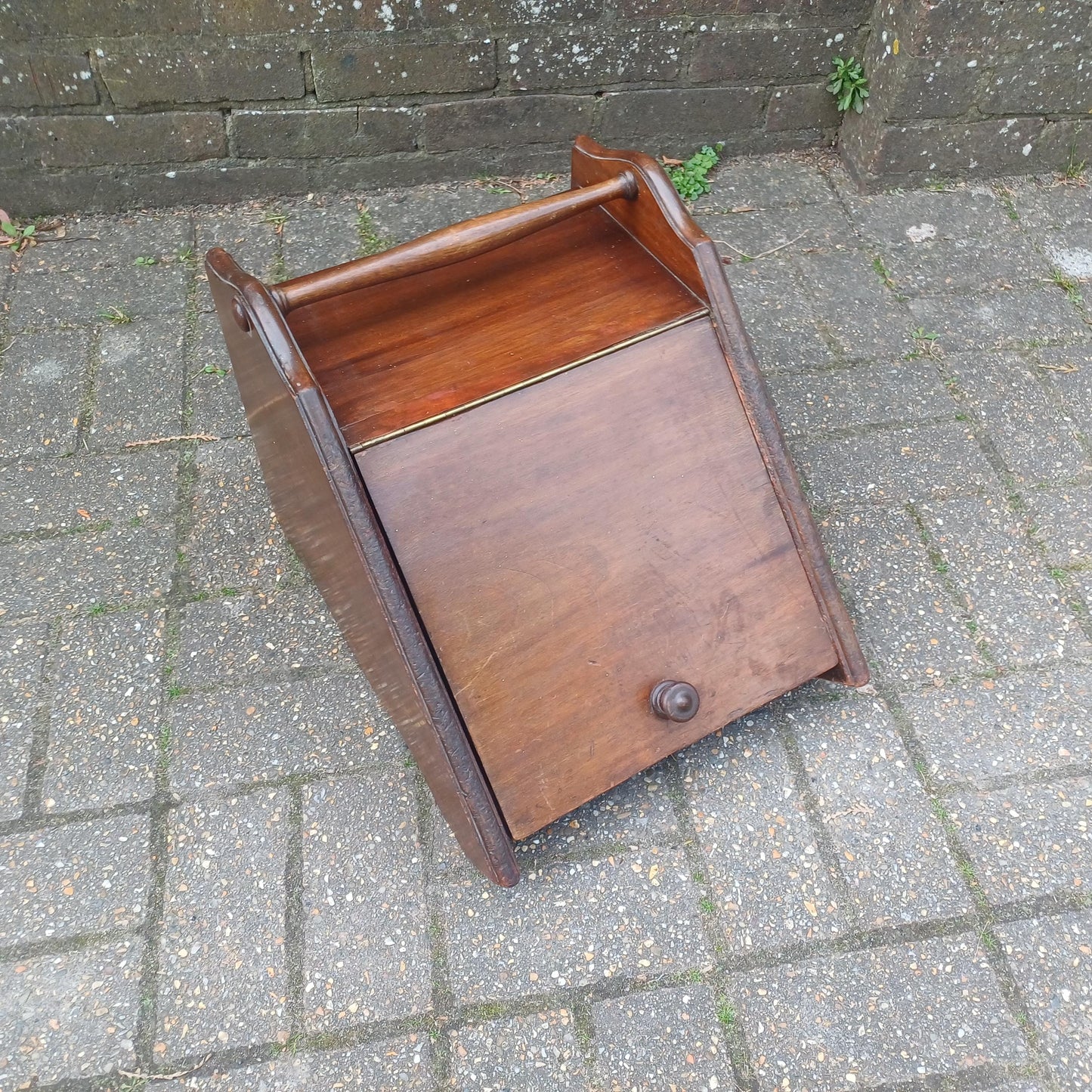 Vintage Edwardian Solid Mahogany Coal Scuttle Box Original Liner, Storage Vintage Antique Fireplace