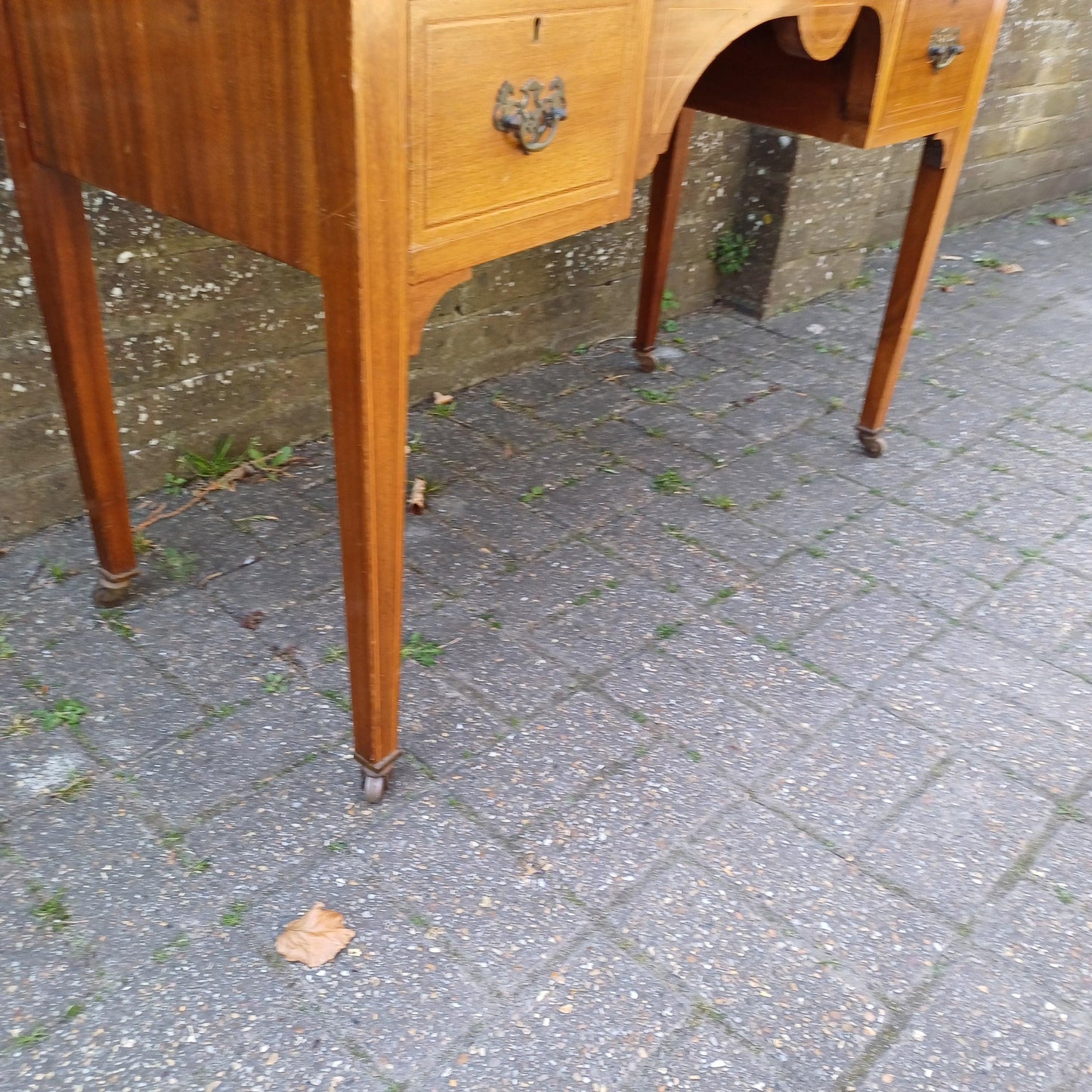 DRAFT Vintage Serpentine Mahogany Sideboard Georgian Edwardian Style Dressing Chest Inlaid Veneer Brass Handles Furniture FREE HAND Delivery