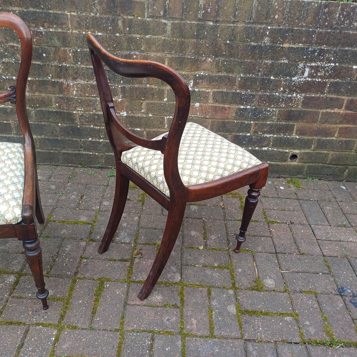 Pair of Early Antique Victorian Rosewood Balloon Back Chairs (c. 1850-1870) – New Fine Upholsterery & Elegantly Crafted FREE HAND Delivery