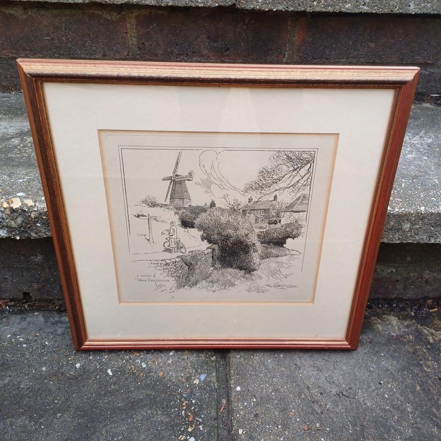 Sussex Cycling Prints - 3 pen and ink drawings of West & East Sussex Scenes, all professionally framed