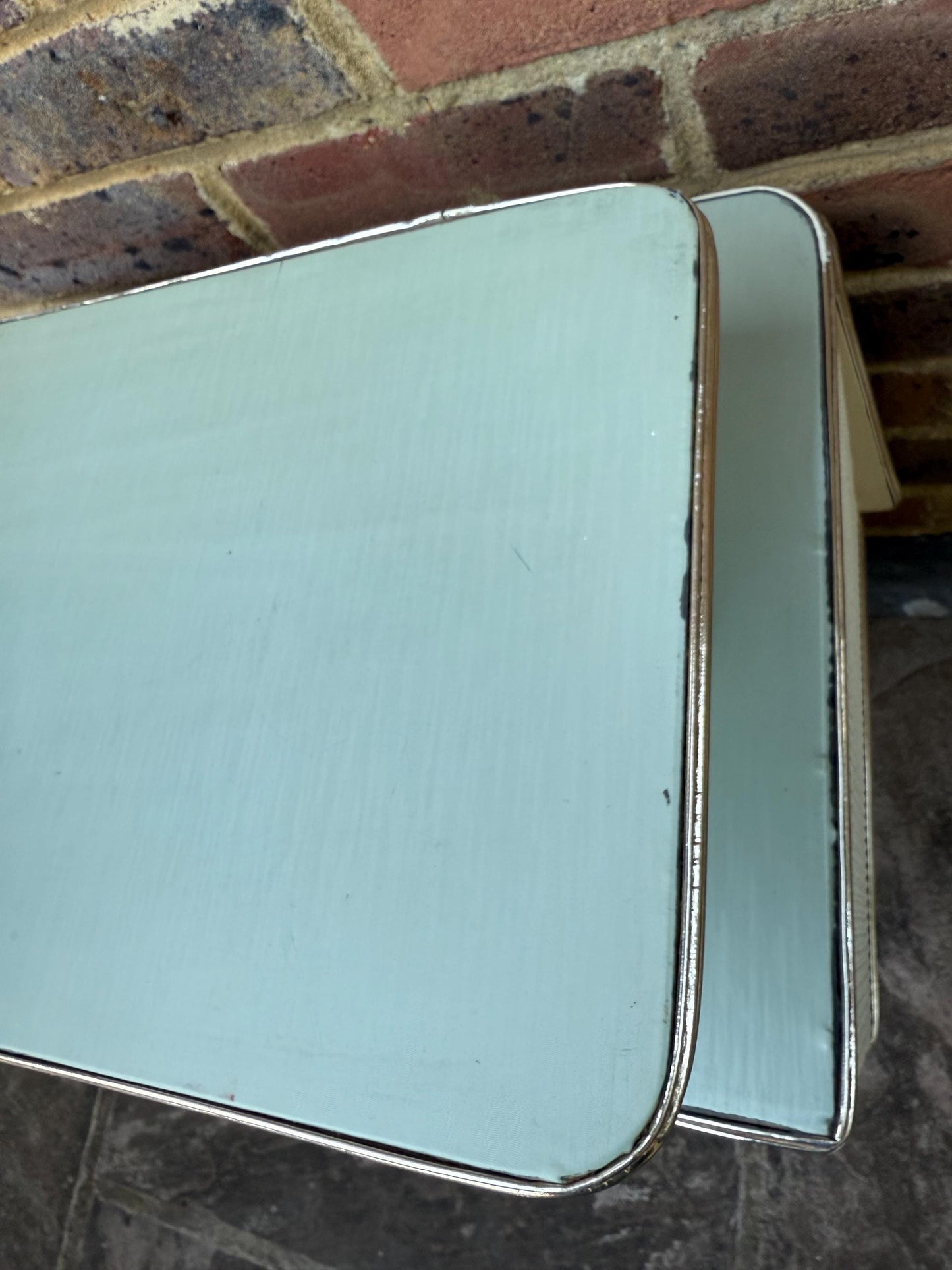 Rare mid-century bedside cupboard, super retro style with woven detail, chrome effect and tapered legs