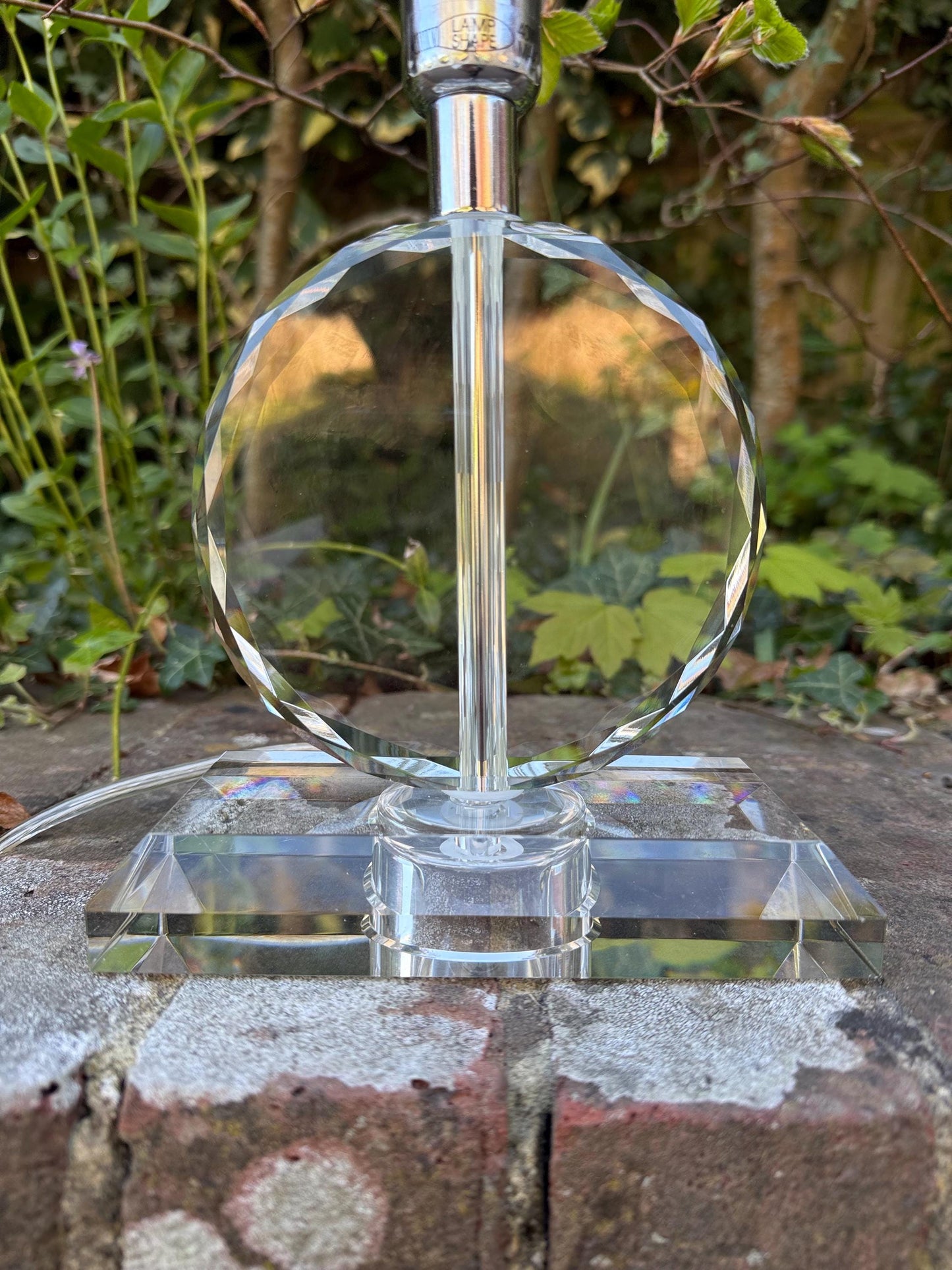 Vintage Glass Shaped and Crystal Cut Table Lamp – all working and PAT test