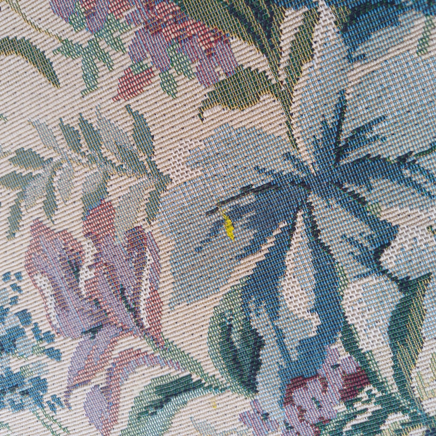 Vintage Tapestry Flower Upholstered Piano Stool Mahogany Internal Storage Bench with Queen Anne Legs