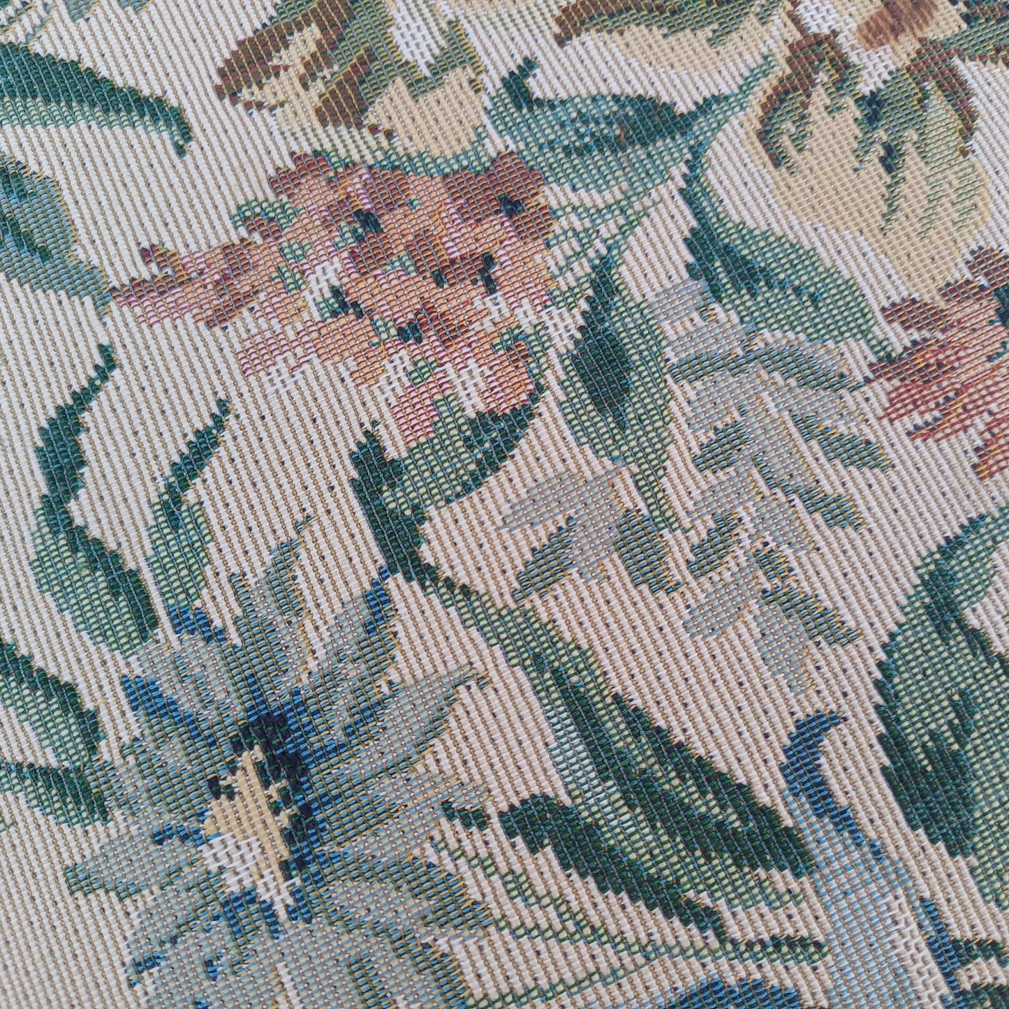 Vintage Tapestry Flower Upholstered Piano Stool Mahogany Internal Storage Bench with Queen Anne Legs