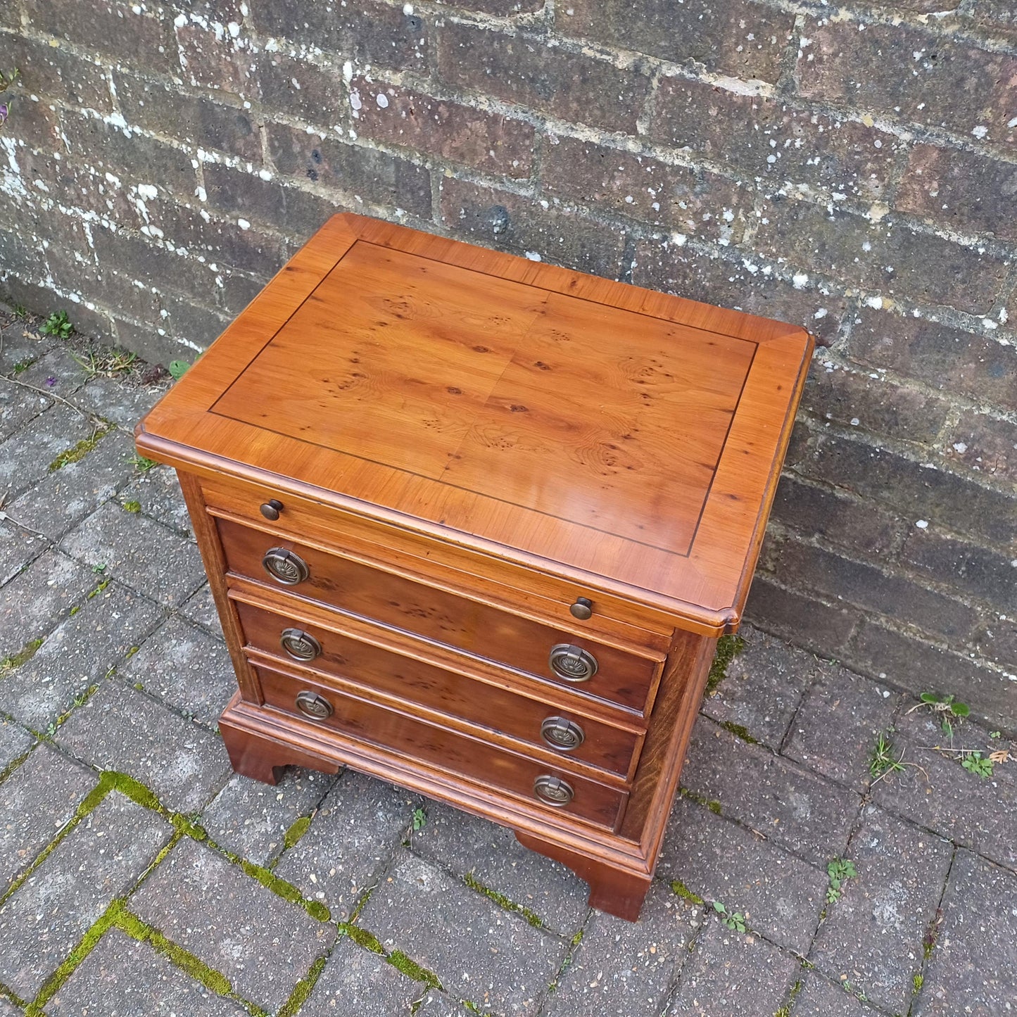 Vintage Georgian Style Miniature Chest of Drawers – Burr Elm Veneer, 1980s Reproduction Jewelry Precious Things
