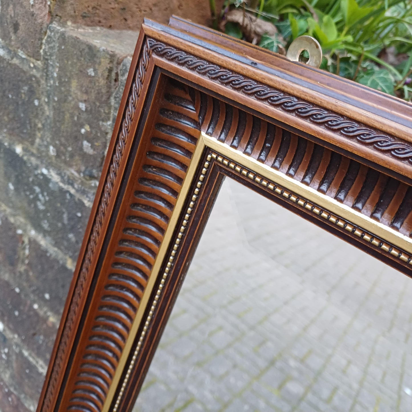 Massive Ornate Vintage Wall Mirror with Dark Wood & Gold Detailing Bevelled Glass FREE HAND Delivery