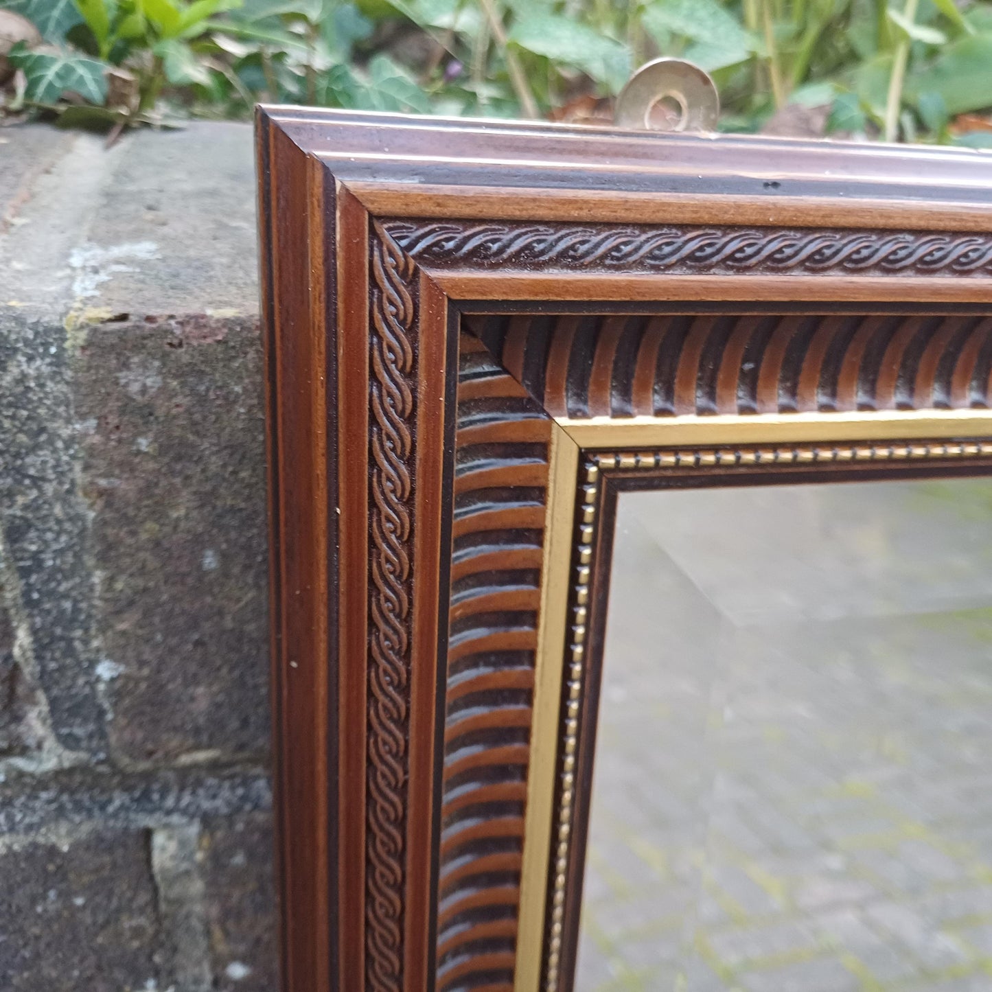 Massive Ornate Vintage Wall Mirror with Dark Wood & Gold Detailing Bevelled Glass FREE HAND Delivery