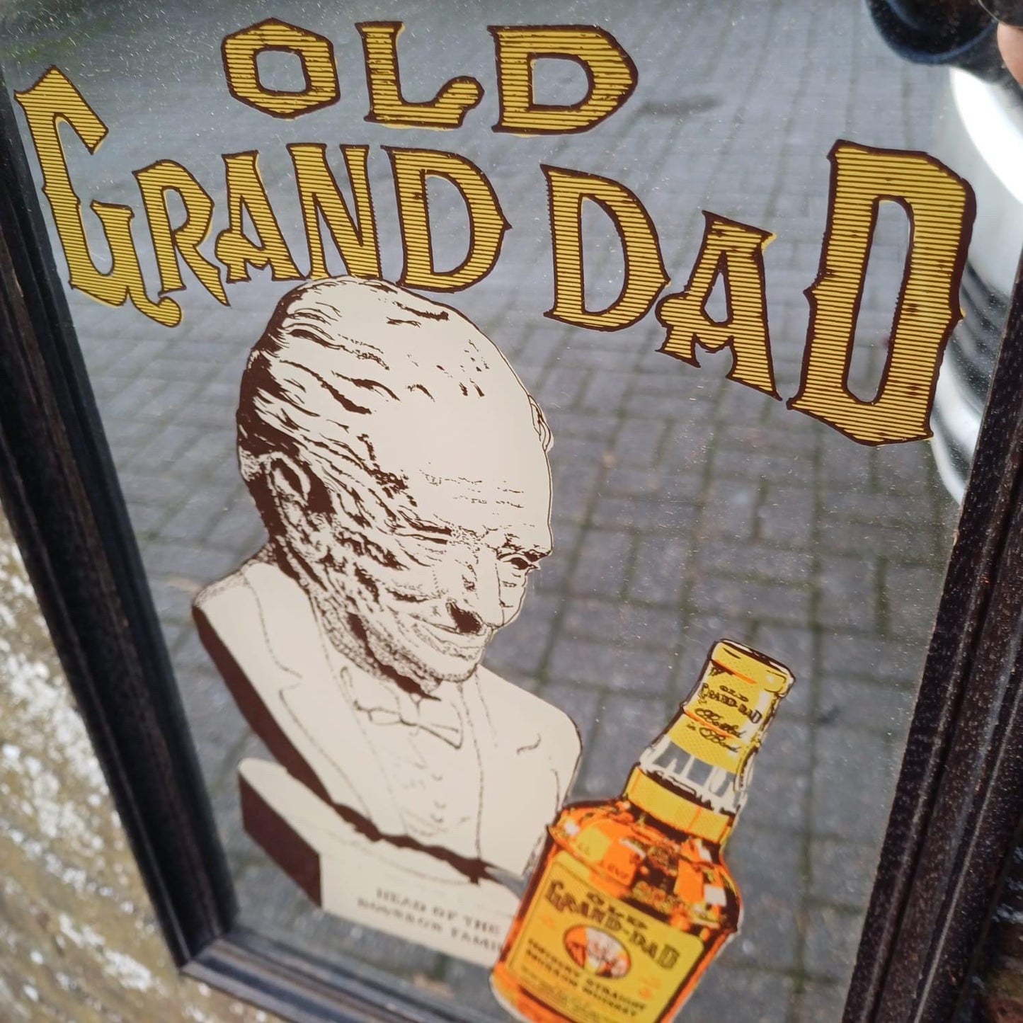 Vintage Original Old Grand Dad Bourbon Whisky Bar Mirror, small collectable mirror, distillery, barware, Americana