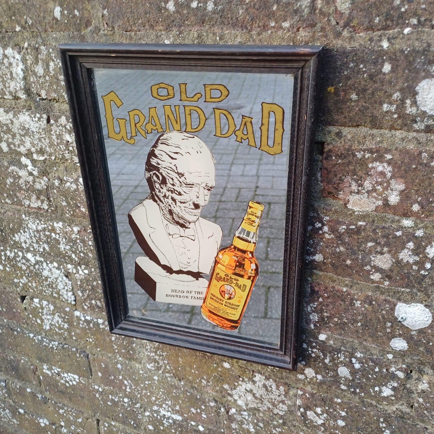 Vintage Original Old Grand Dad Bourbon Whisky Bar Mirror, small collectable mirror, distillery, barware, Americana
