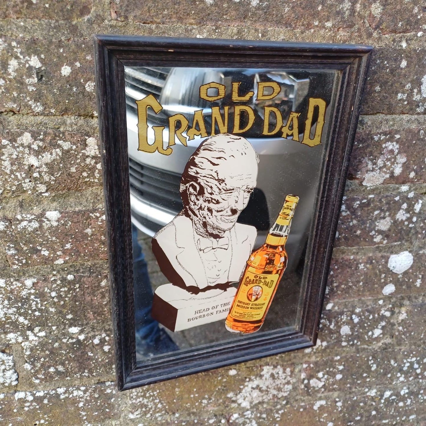 Vintage Original Old Grand Dad Bourbon Whisky Bar Mirror, small collectable mirror, distillery, barware, Americana