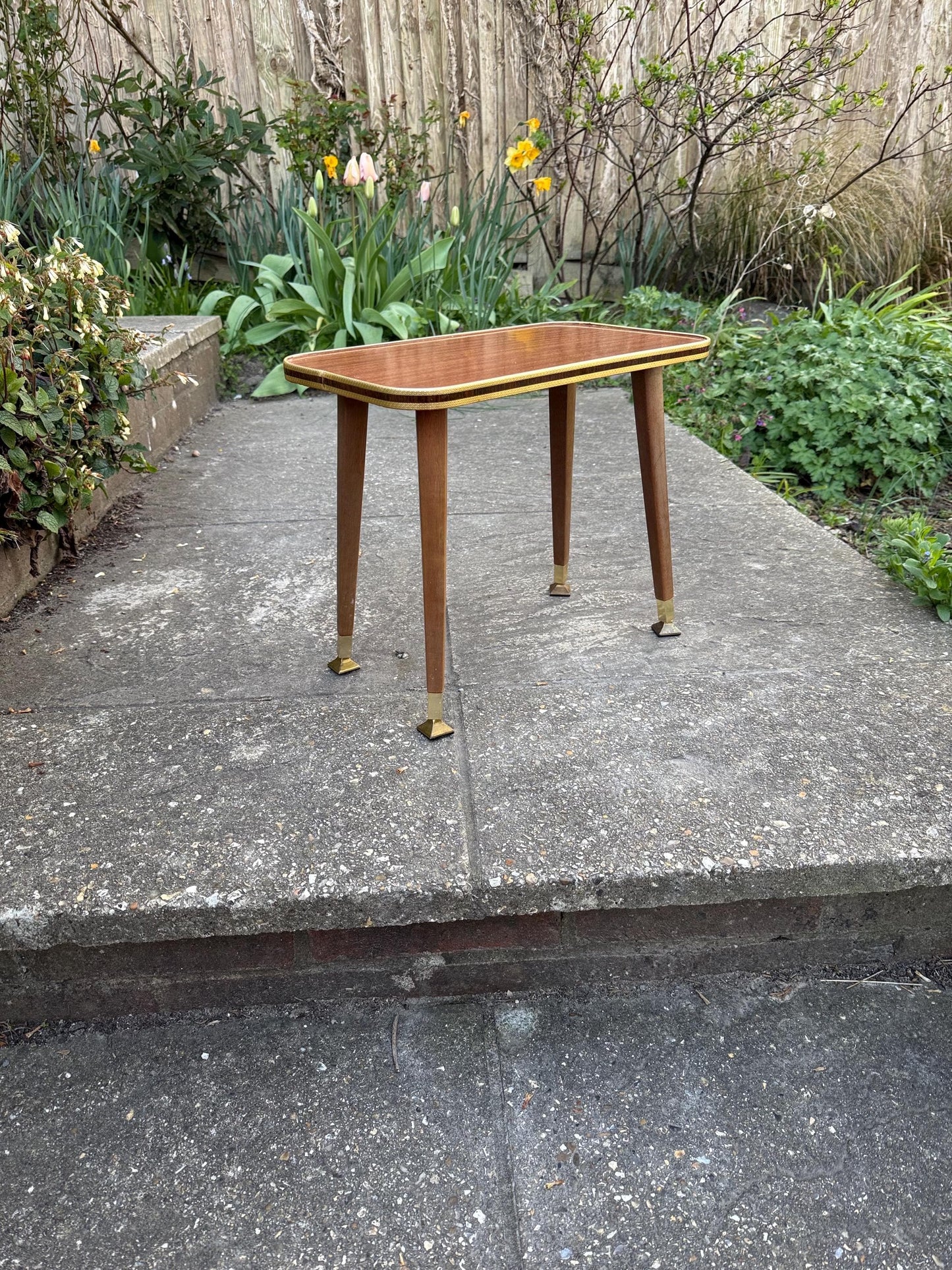 mid-century modern,retro small table. small mid century table. retro plant stand. small retro table
