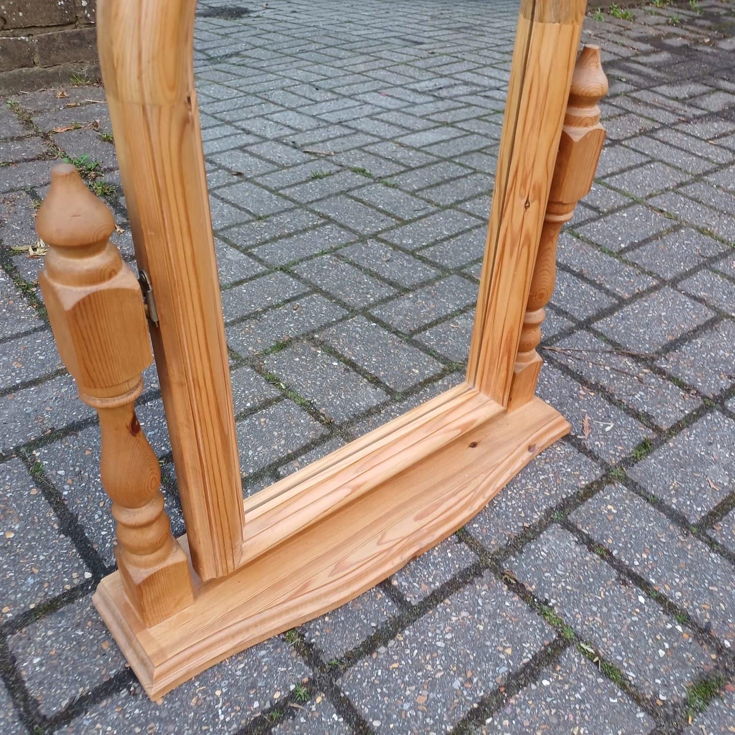 Large vintage pine swing mirror, dressing table mirror, large table mirror, vintage vanity mirror - 63cm tall, 53cm wide