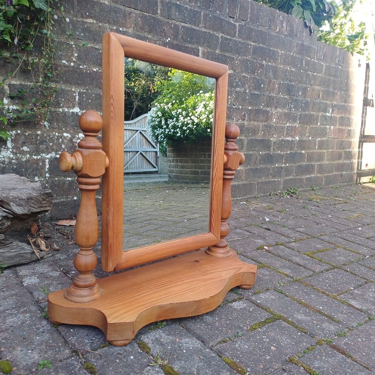 Vintage Pine Dressing Table Mirror, Vanity Swing Mirror, Vintage Swing Mirror, Pine Bedroom mirror