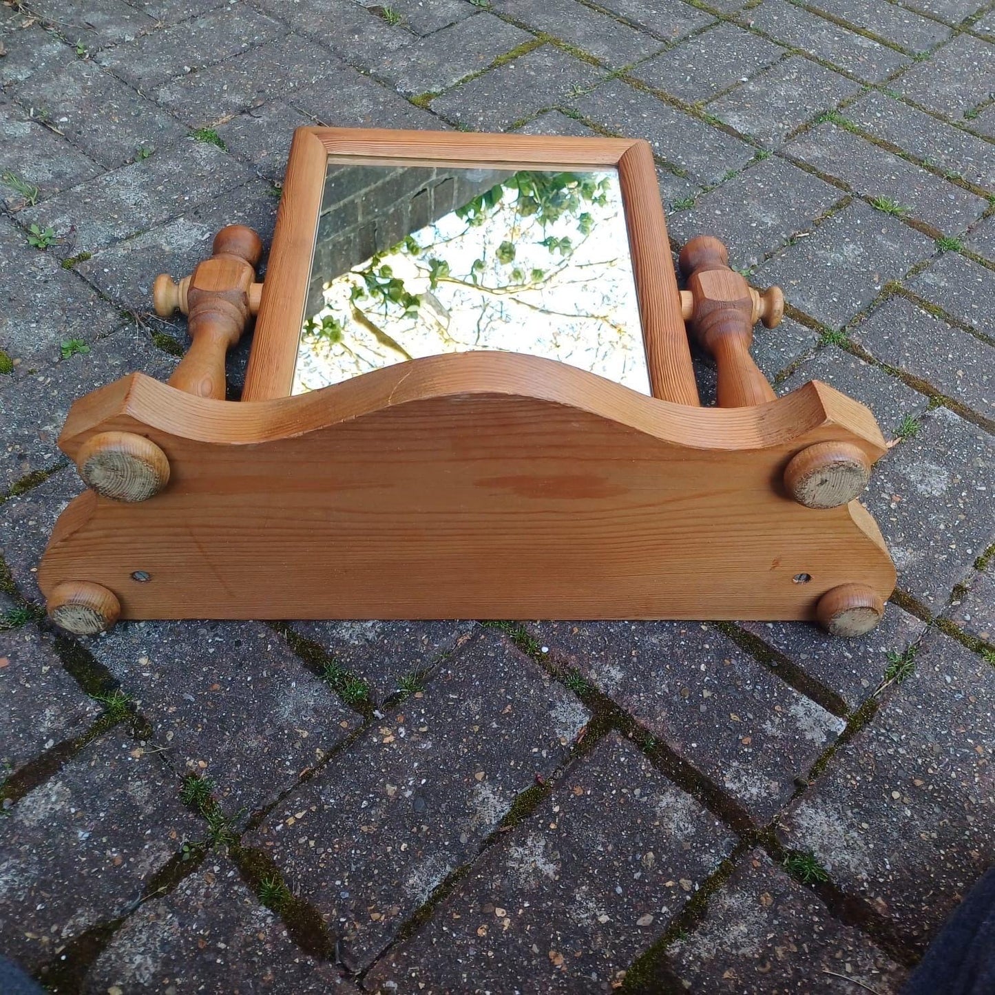 Vintage Pine Dressing Table Mirror, Vanity Swing Mirror, Vintage Swing Mirror, Pine Bedroom mirror