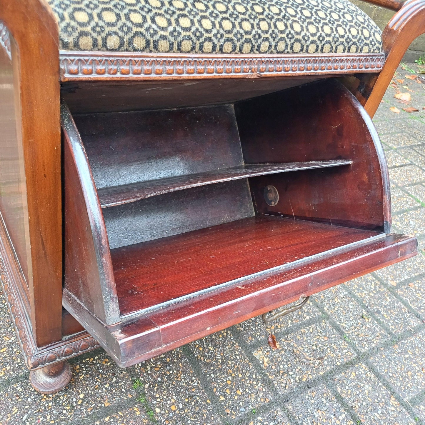 Vintage Edwardian Piano Stool Bench Mahogany Storage Seat Fabric Hallway Bedroom Multi Use Antique Charm