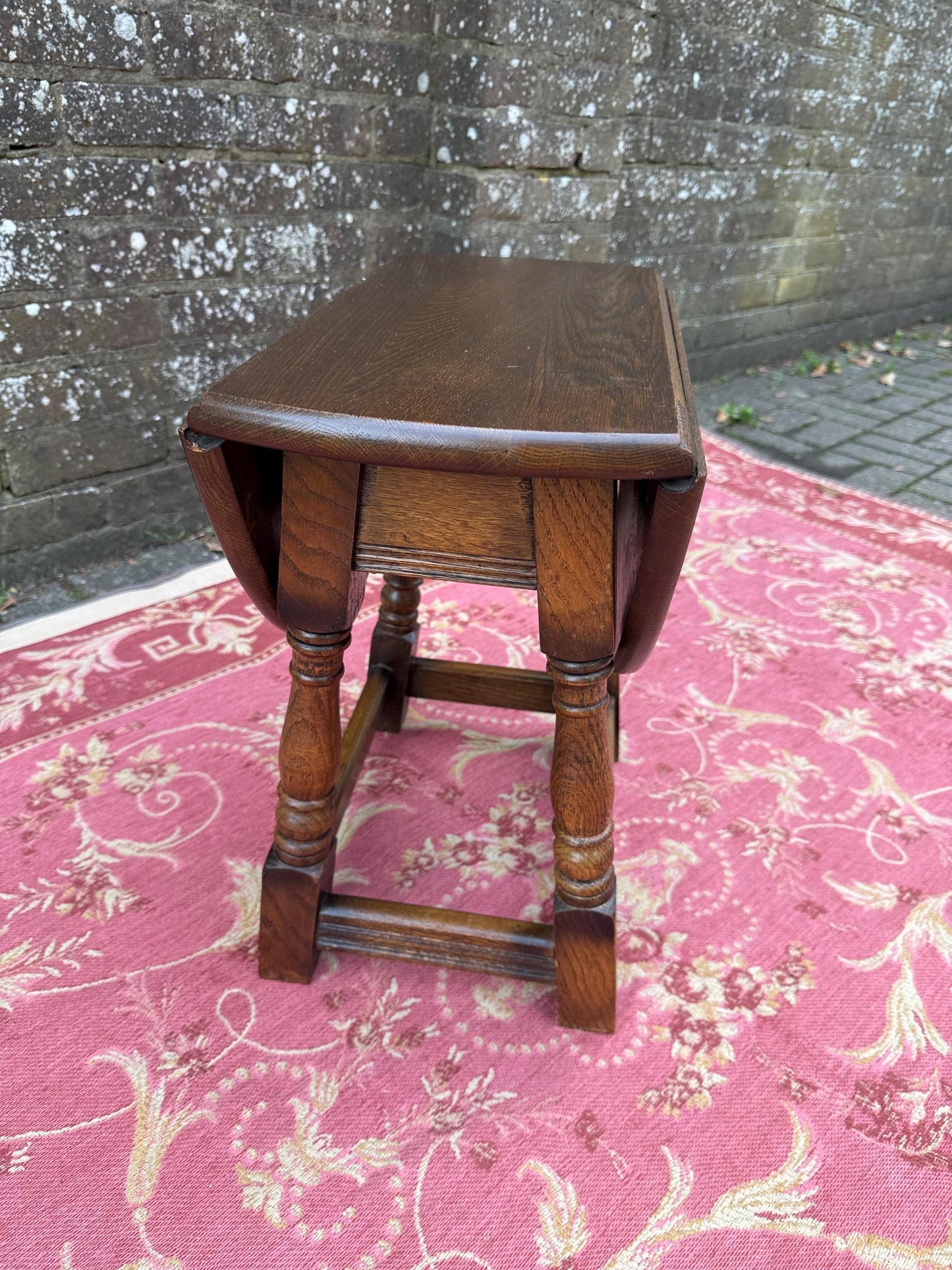 Vintage solid oak swivel folding occasional table - delightful mid century, 1950s folding table
