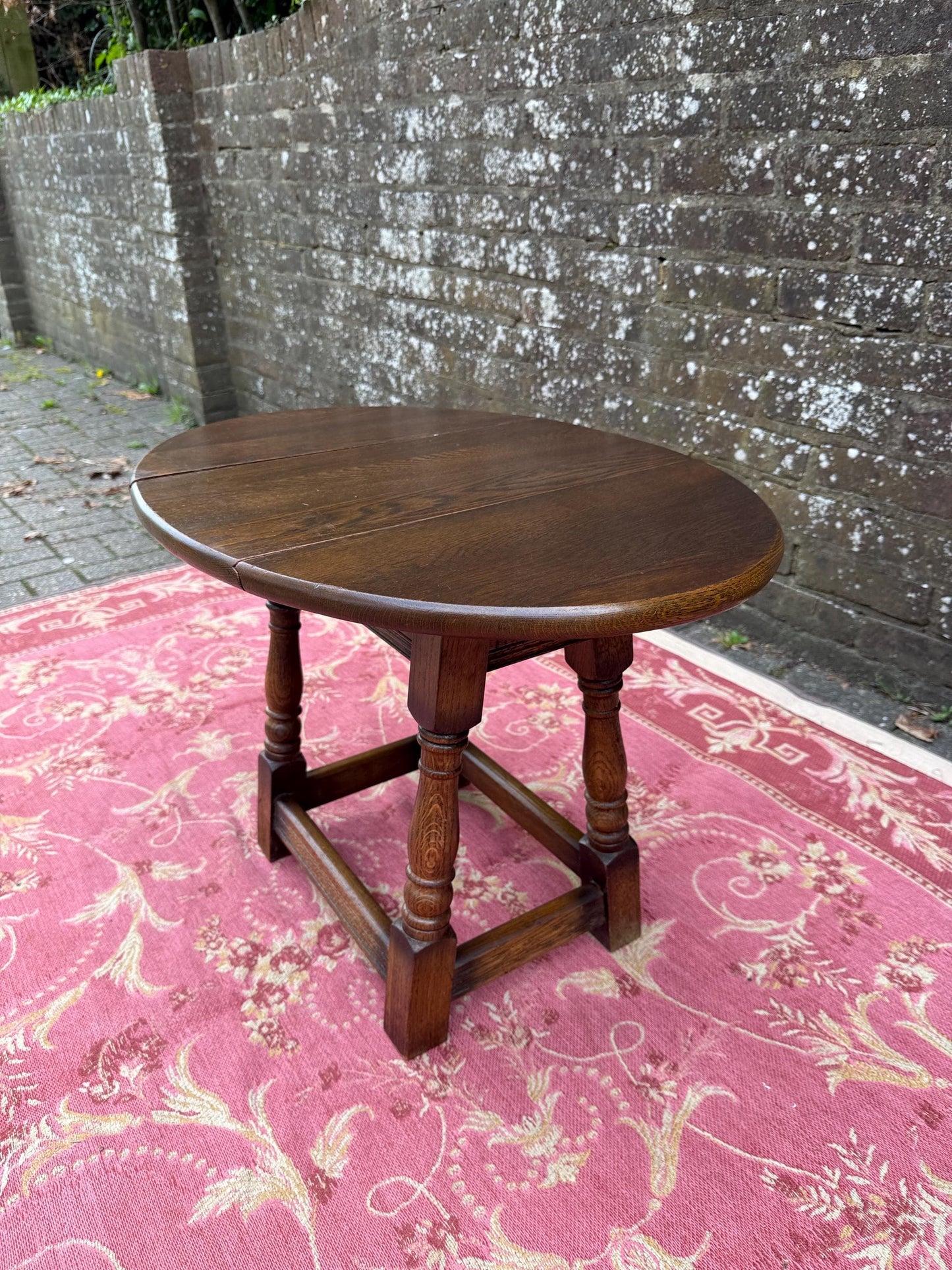 Vintage solid oak swivel folding occasional table - delightful mid century, 1950s folding table