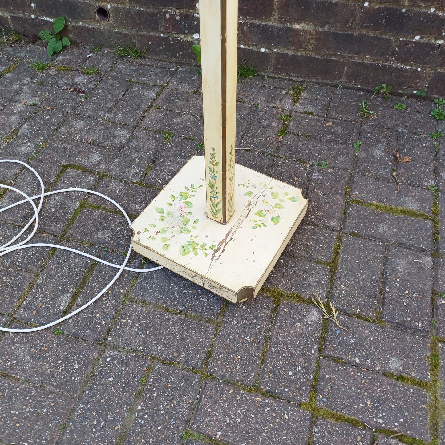 Original Vintage Hand-Painted Floor Lamp Balloon Shade Shabby Chic Floral Standard, Mid Century to 1930s Style FREE HAND Delivery PAT Tested